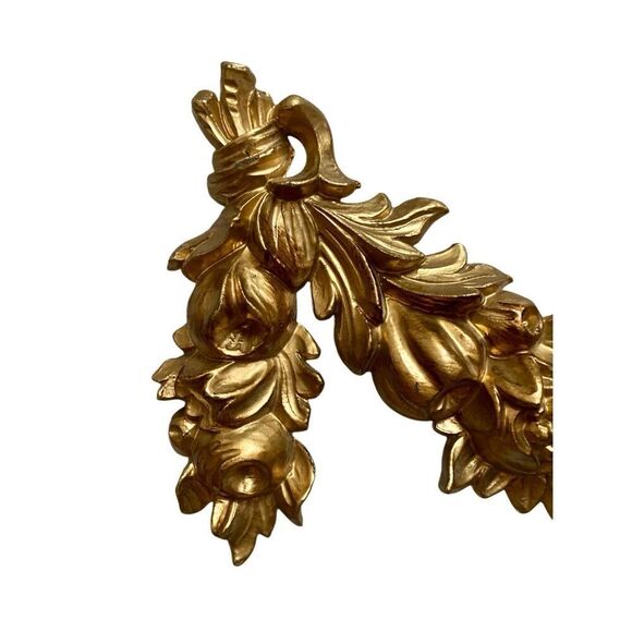 Fruit Floral Swag Pediment Wall Hanging Gold Gilt Baroque 21” Italian by Euromar - Picture 3 of 7